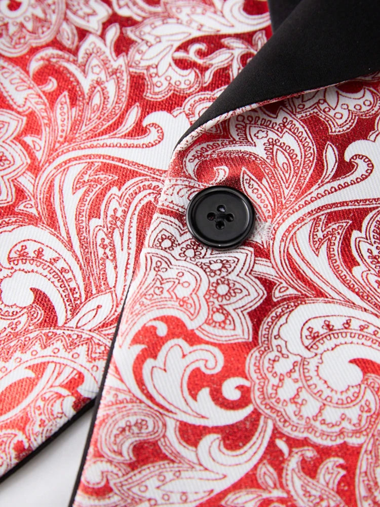 Mens Floral Tuxedo Jacket Paisley Shawl Lapel Suit Blazer Jacket for Dinner,Prom,Wedding