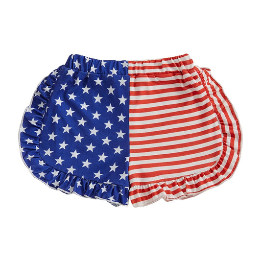 Summer Toddler Girls Beach Shorts Kids Summer Elastic Band Fashion Star Stripe Print Lounge Shorts for Independence Day