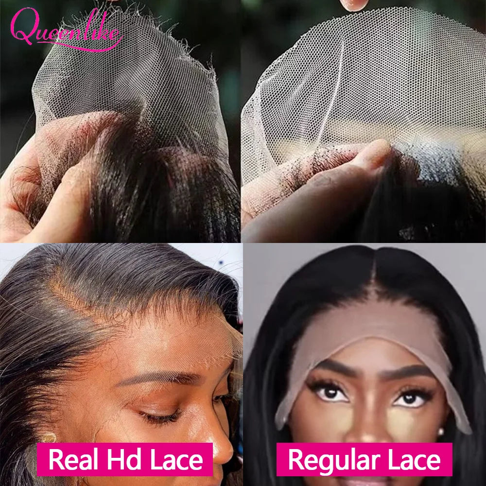 Queenlike Real Hd Lace Frontal Human Hair Wigs for Women Pre Plucked 13x4 Straight Scalp Invisible Strap Hd Lace Human Hair Wig