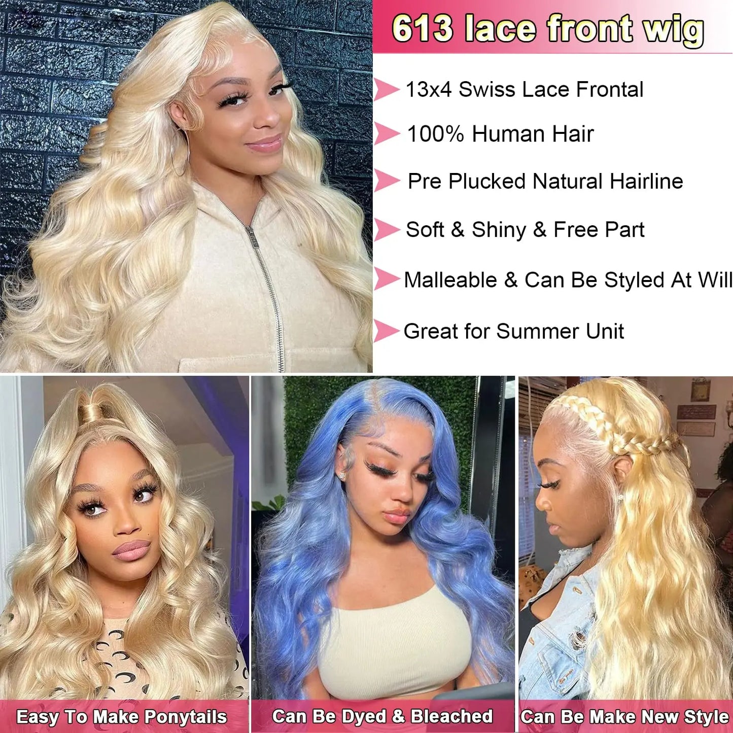 613 Hd Lace Frontal Wig 13X6 Body Wave Human Hair Wigs Pre Plucked Brazilian 30 Inch Blonde 13x4 Lace Front Wig 100% Human Hair