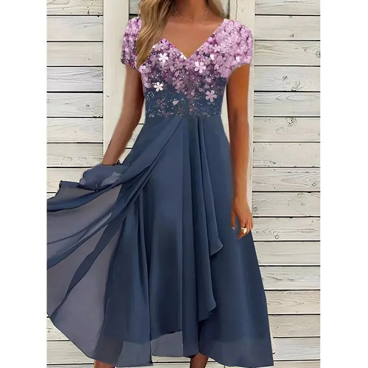 Women'S Dress Chiffon Elegant Lace Patchwork Dress Cut-Out Long Dress Bridesmaid Evening Dress Vestidos 2025