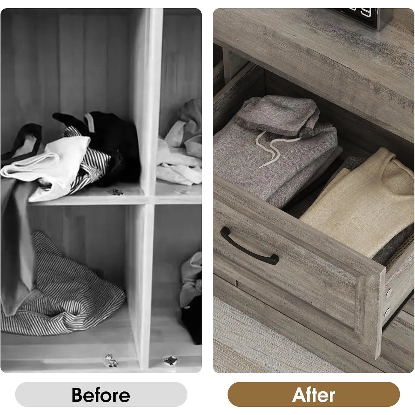 Dresser for Bedroom, 6 Drawer Wide Dresser Organizer with Charging Station, Dresser for Hallway, Wood Dresser with Metal Handles