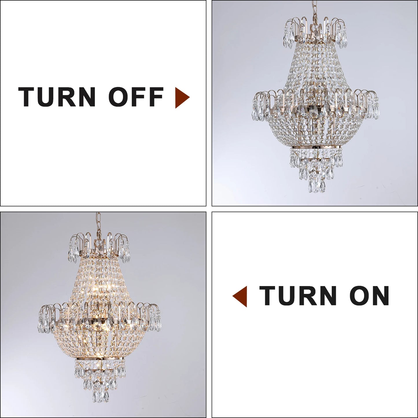 Luxury Gold Crystal Chandelier Elegant Dazzling K9 Crystals Ceiling Light for Living Room Dining Room Hallway-Gold