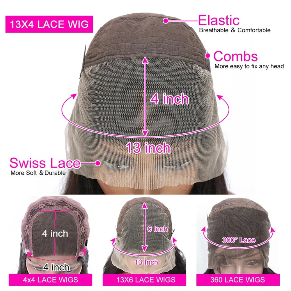 Kinky Straight 13x4 Lace Front Human Hair Wigs For Women Brazilian Bone Colored Yaki Straight Transparent Lace Frontal Curly Wig