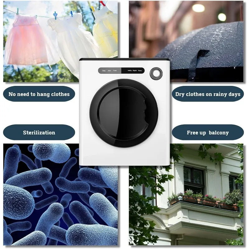 11LBS Compact Dryer 950W Portable Clothes Dryer Machine for Small Spaces, RVs and Apartments - Quiet, Sturdy