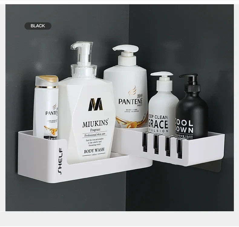 Bathroom Shelf Corner Shelves Shampoo Holder Kitchen Storage Rack Mess Shower Organizer Wall Holder Space Saver Household Items