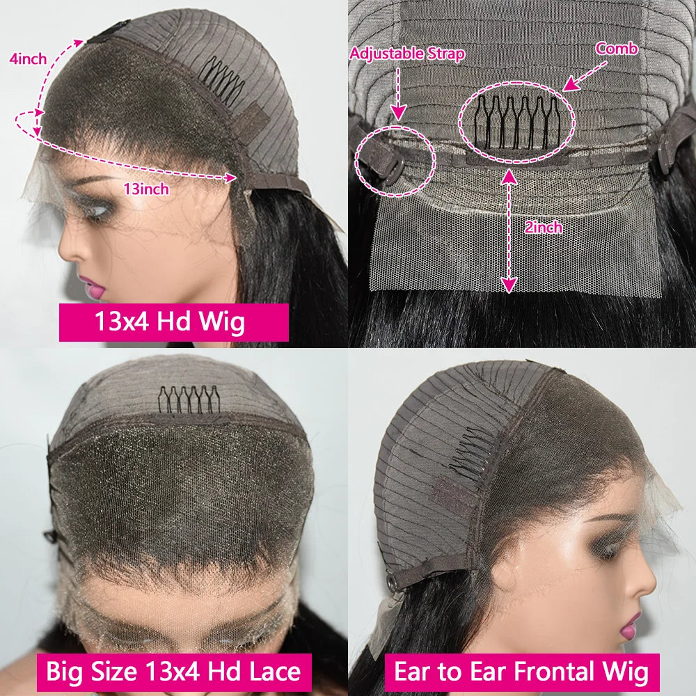 Queenlike Real Hd Lace Frontal Human Hair Wigs for Women Pre Plucked 13x4 Straight Scalp Invisible Strap Hd Lace Human Hair Wig