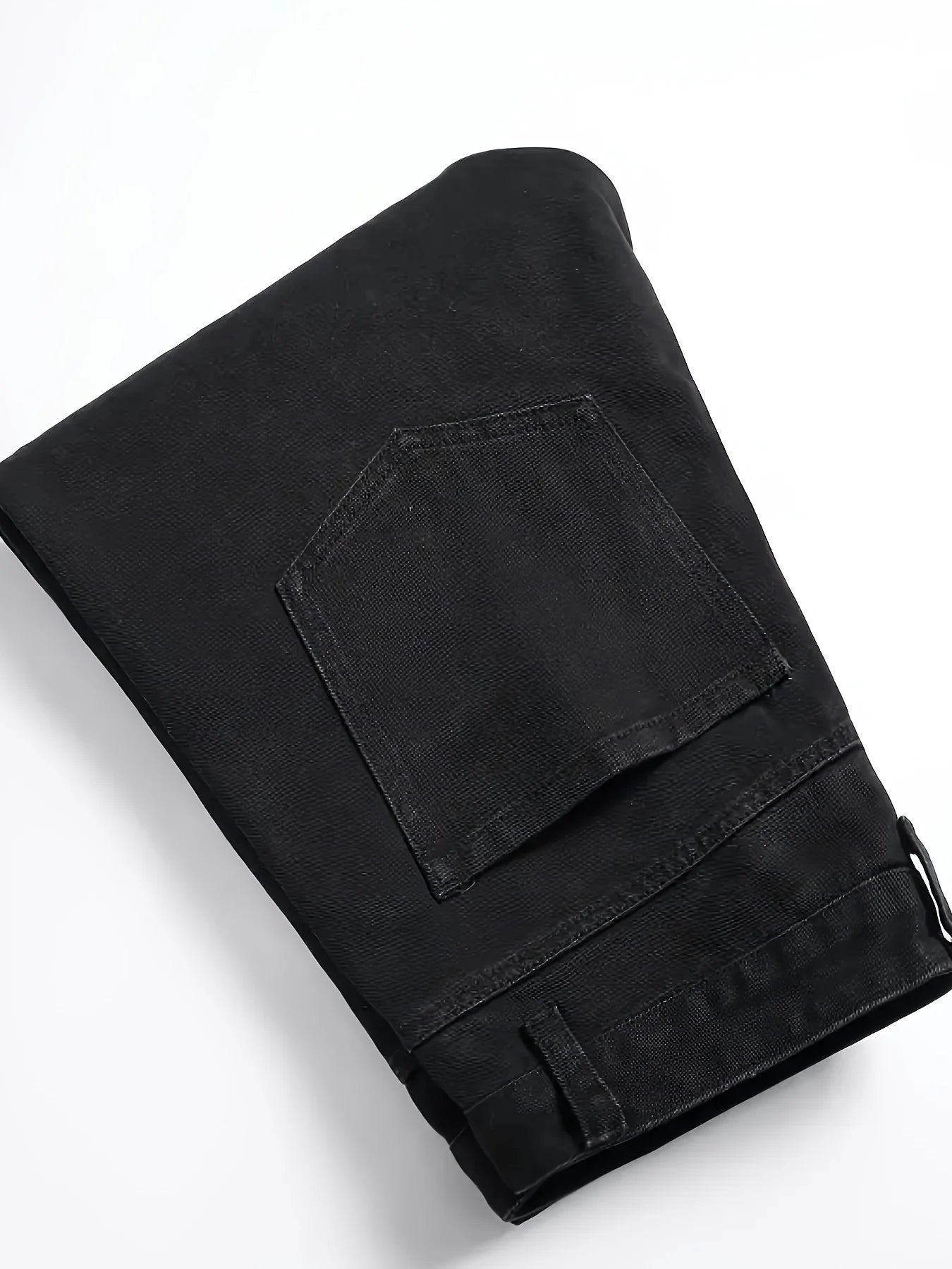 Men's slim fit jeans embroidered elastic straight leg denim pants