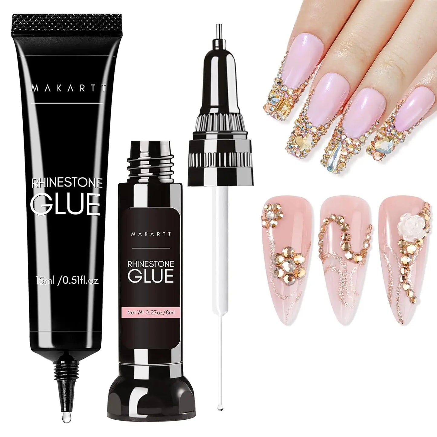 Makartt Nail Rhinestone Glue, Gel Nail Glue for Rhinestones for 3D Design Super Strong Adhesive Nail Gem Glue for Christmas DIY