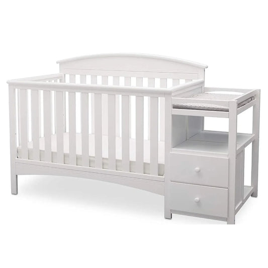 Convertible Crib & Changer Combo  White, 3-in-1 Baby Nursery Set for Newborns to Toddlers