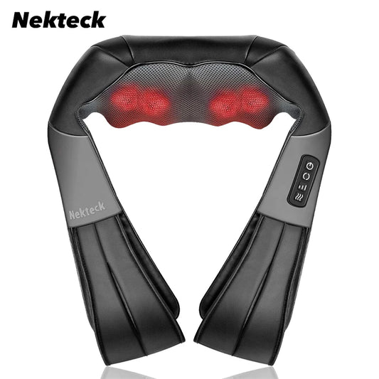 Nekteck Shiatsu Shoulder and Neck Massager Electric Deep Tissue Kneading Full Body Massage to Legs Muscles Back Massage Shawl
