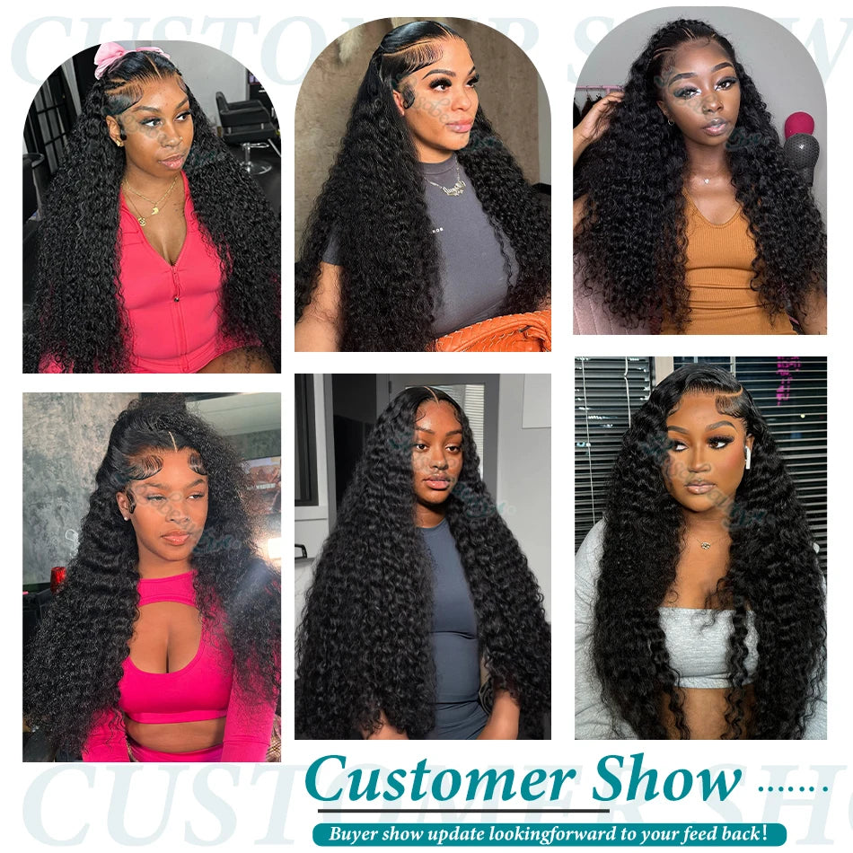 Rosabeauty 200 Density HD 13X6 Transparent Deep Water Wave Curly Lace Frontal Wigs 30 40 Inch 13X4 Lace Front Human Hair Wig