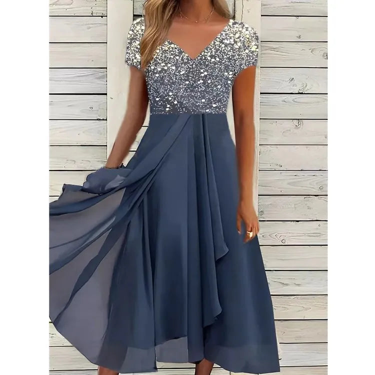 Women'S Dress Chiffon Elegant Lace Patchwork Dress Cut-Out Long Dress Bridesmaid Evening Dress Vestidos 2025