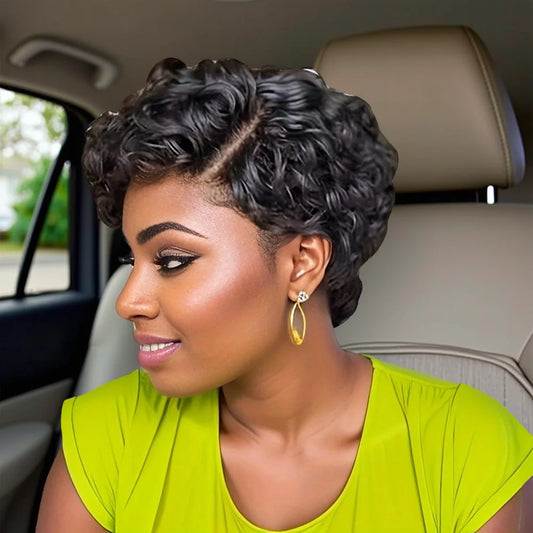 Short Bob Lace Pixie Cut Wigs Deep Wave T Part Lace Front Wig For Women Natural Color Human Hair Lace Wigs