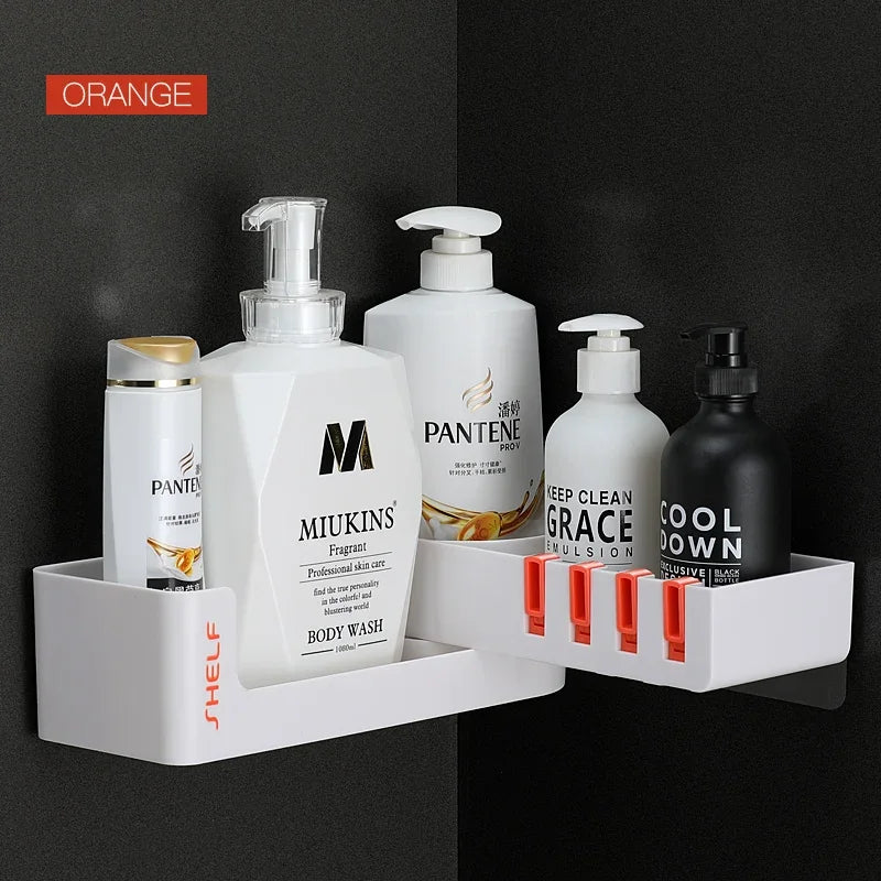 Bathroom Shelf Corner Shelves Shampoo Holder Kitchen Storage Rack Mess Shower Organizer Wall Holder Space Saver Household Items