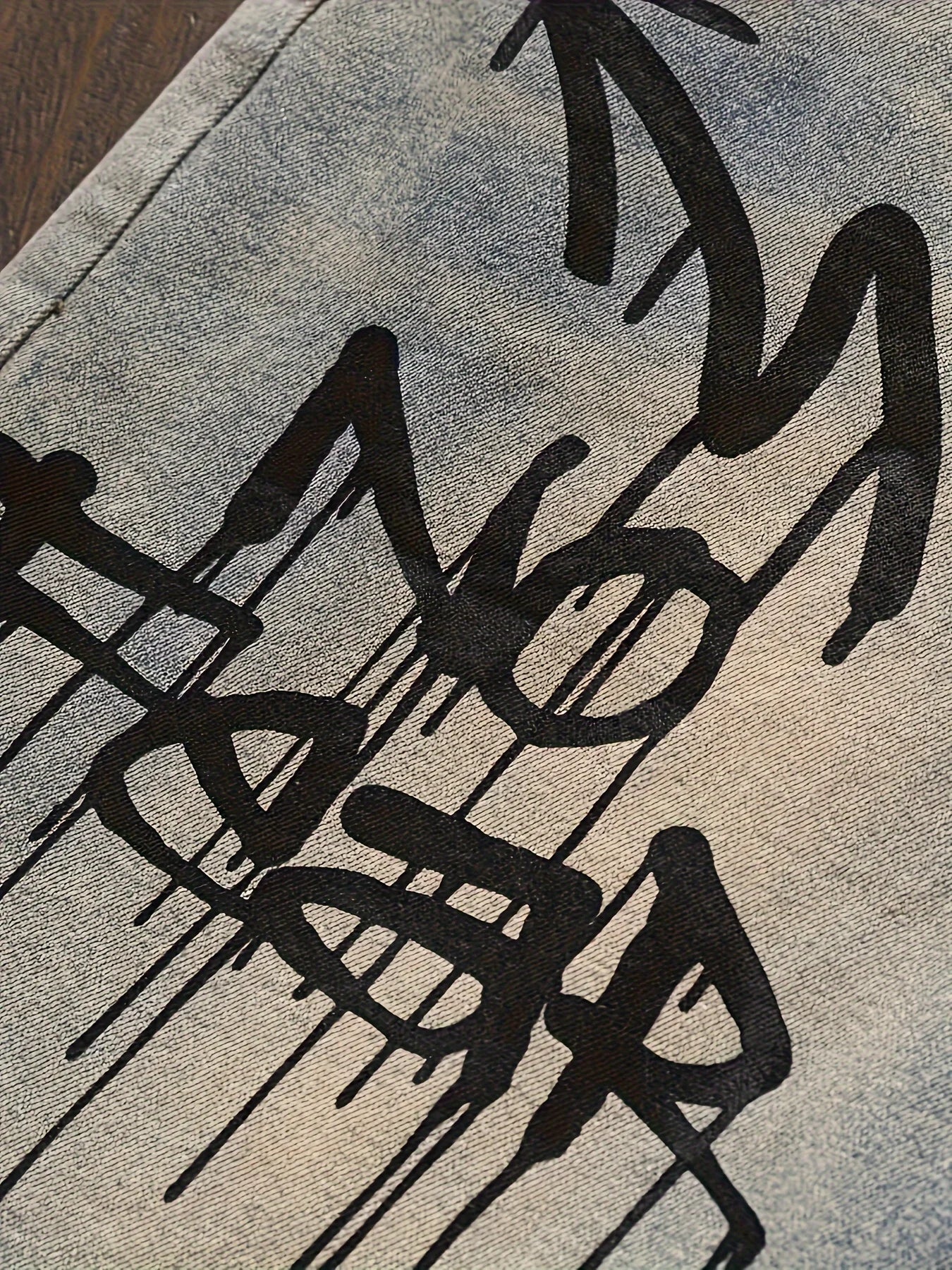 New European and American Retro Little Devil Print Hole-Punch Jeans