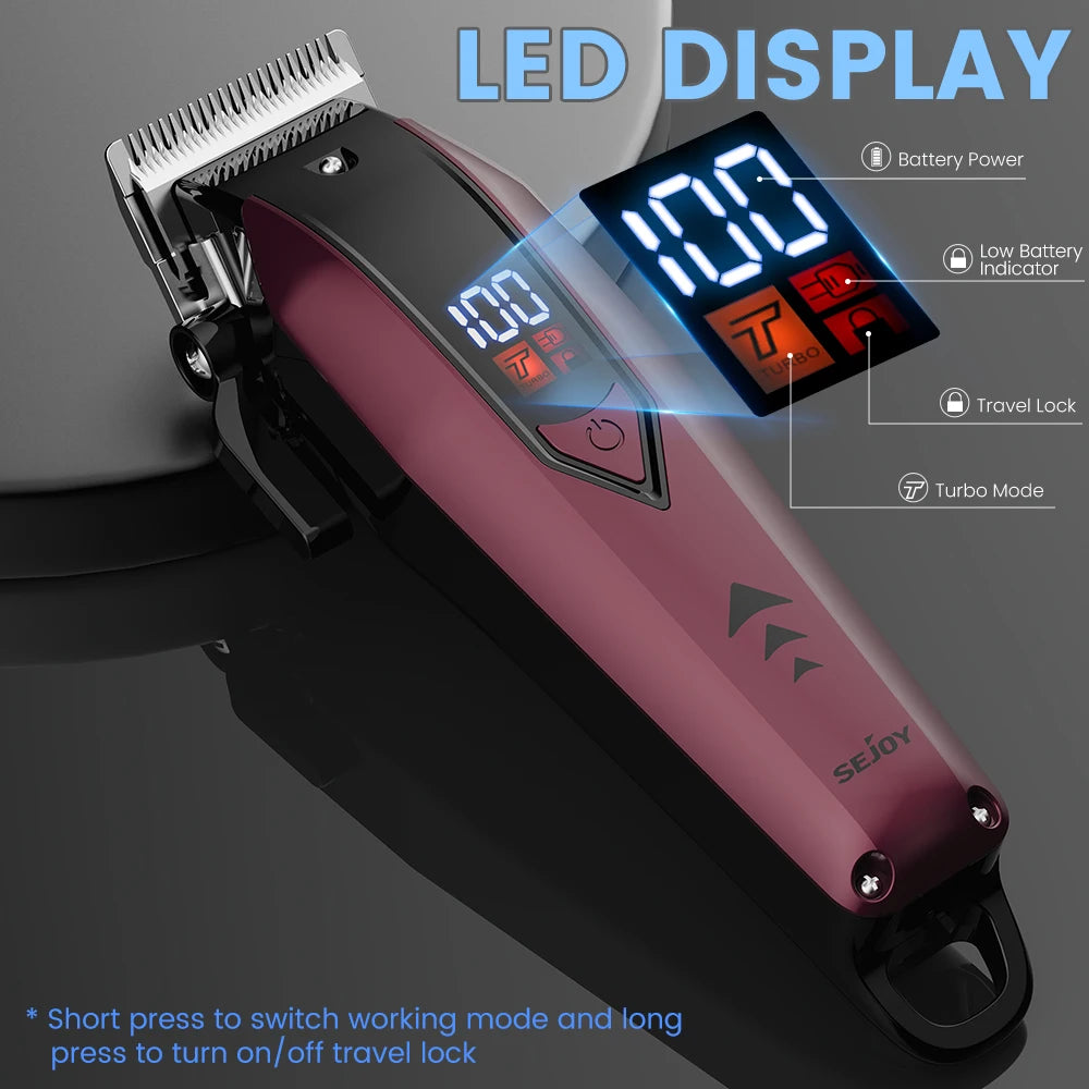 Sejoy Professional Hair Clipper Kit Adjustable Electric Shaver Hair Cutting Machine Rechargeable Men’s Cordless Trimmer F58