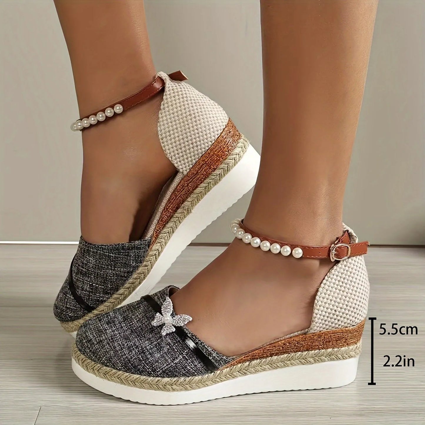 Women'S Sandals Summer 2024 Women'S Wedge Casual Sandals Butterfly Pearl Fashion Casual Shoes Sandals Women Dressy Summer