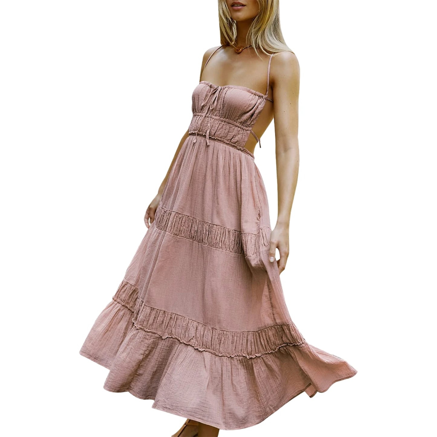 Elegant Floral Print Maxi Dress with V-Neckline and Ruffled Hem Perfect for Summer Parties and Beach Vacations