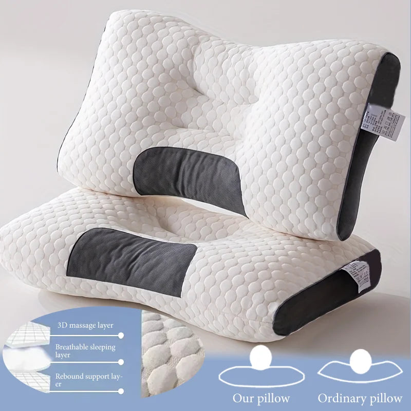 Massage Neck Pillow Soft Adjustable Ergonomic Knitted Orthopedic Contour Support Pillow
