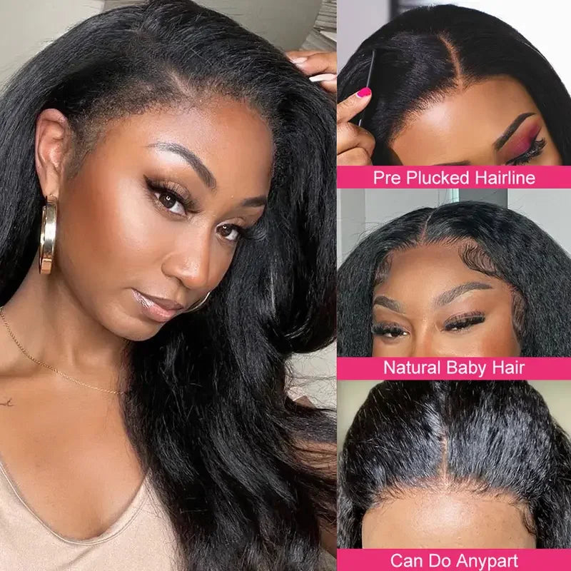 13x4 Kinky Straight Lace Front Wigs Human Hair For Women Yaki Straight Lace Front Wig Remy Hair Brazilian Virgin Human Hair Wigs