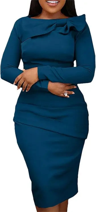 Women's Elegant Long Sleeve Denim Midi Dress - Turndown Collar, Side Slit & Button-Up Front - Asymmetrical Hem 100% Cotton Light