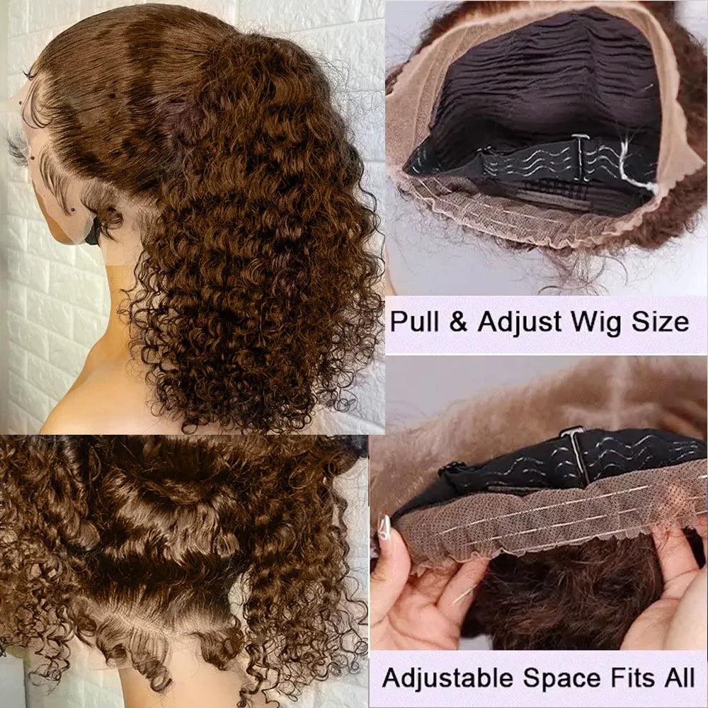 250 Density Deep Wave 360 Lace Front Human Hair Wig Water Wave Colored Lace Frontal Wig Chocolate Brown Glueless Wig Human Hair