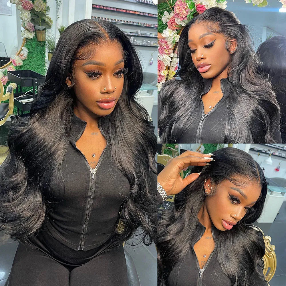 13x6 Body wave HD Transparent lace front human hair wig 40 inch Pre Preplucked 5x5 200 Density glueless brazilian wigs for women