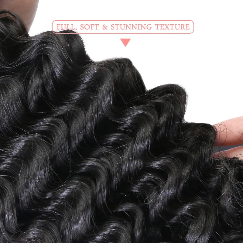 Ali Queen Hair Brazilian Deep Wave Raw Virgin Hair Extension 3/4pcs Lot 12"- 30" Natural Color 100% Human Hair Weave Bundles