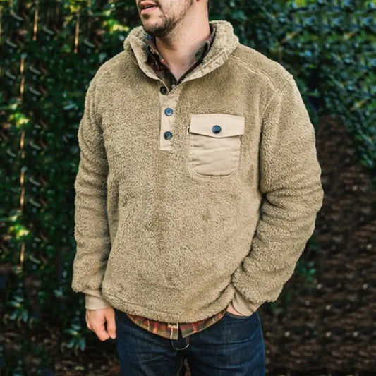 2025 Men's Coat Jacket Winter Warm Plush Pullover Men Fleece Outerwear Turndown Collar Coat Streetwear Chaqueta De Los Hombres