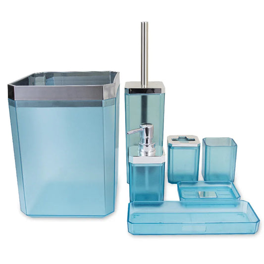 7PCS Hotel Bathroom Accessories Set Square Electroplating Household Toiletries PlasticTrash Can Toothbrush Soap Bottle Cup