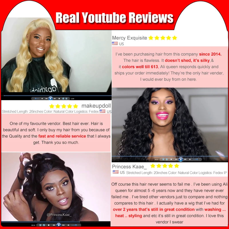 Ali Queen Hair Brazilian Deep Wave Raw Virgin Hair Extension 3/4pcs Lot 12"- 30" Natural Color 100% Human Hair Weave Bundles