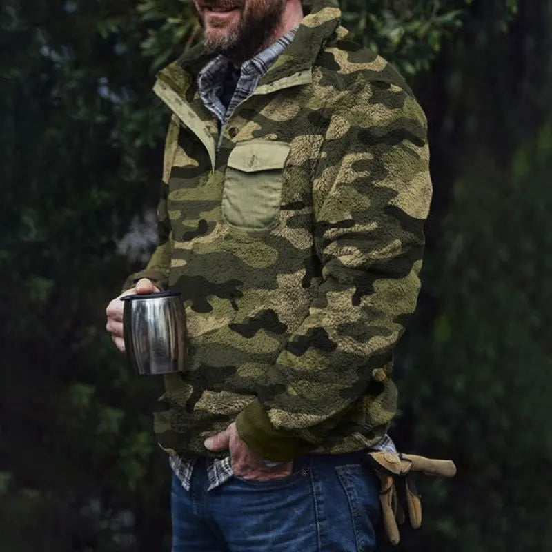 2025 Men's Coat Jacket Winter Warm Plush Pullover Men Fleece Outerwear Turndown Collar Coat Streetwear Chaqueta De Los Hombres