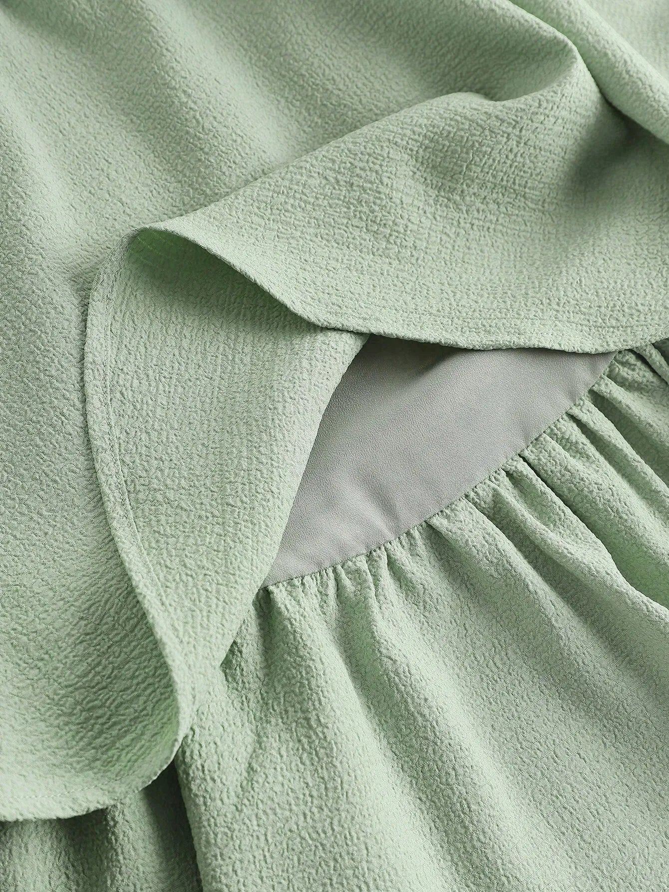 Mint Green Ruched Strap Dress with Tiered Skirt for Teen Girls