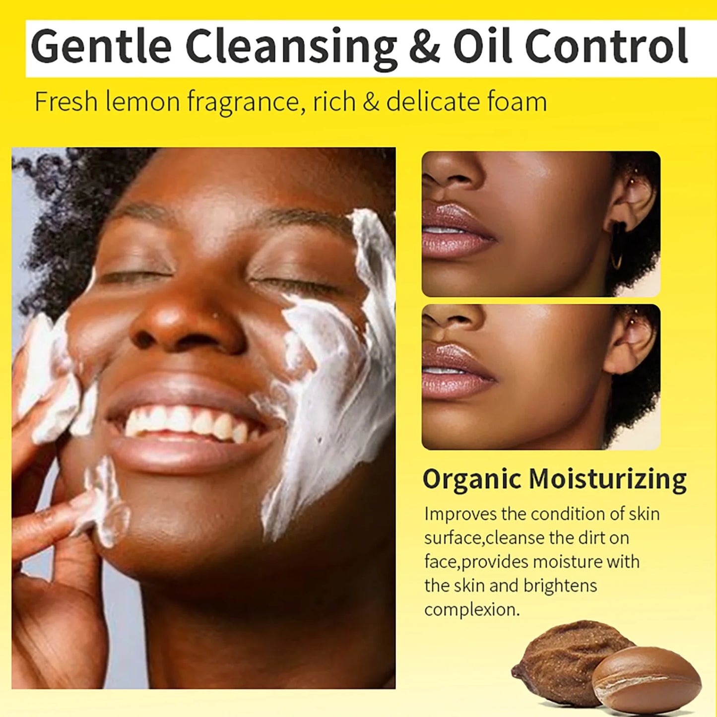 AILKE Organic Lemon Soap, Whitening Bar, Reduce Black Spots and Acne, Clean Skin, Oil Control, Improve Rough Skin