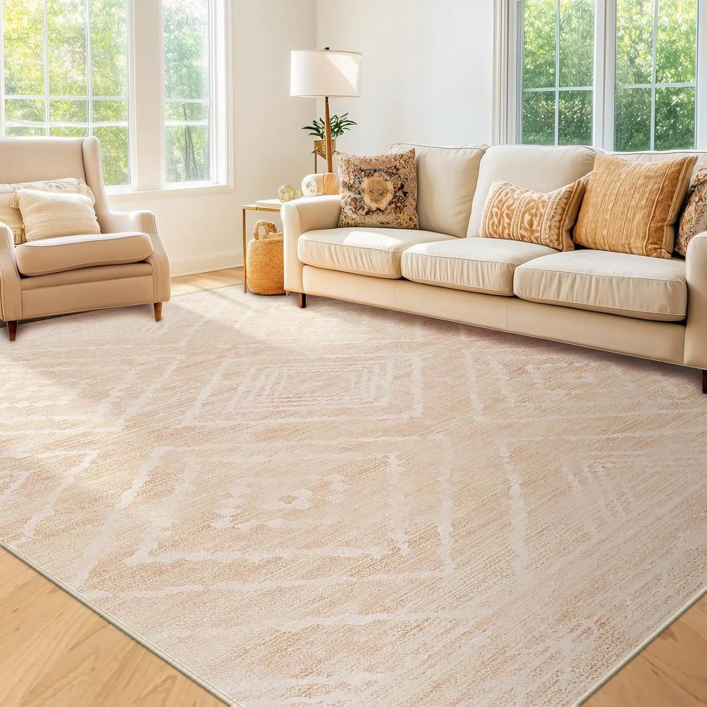 6x9 Area Rug Machine Washable Non-Slip Low Pile Print Pattern Western and Aztec Rug for Living Room Bedroom