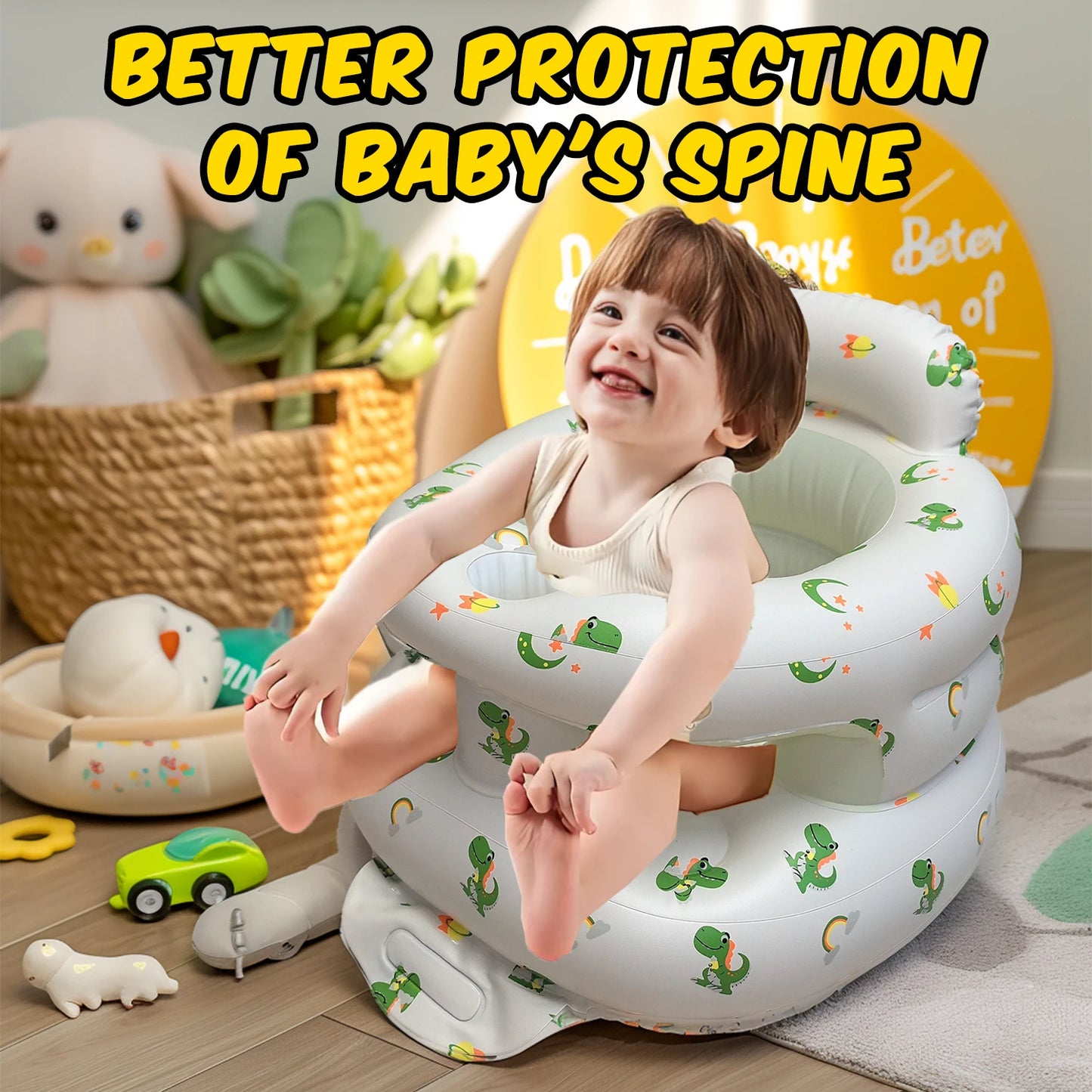 2025 New Inflatable Baby Seat with Full Enclosure, Comfortable PVC Sit Me Up Baby Chair, Built in Air Pump Blow Up Sitting Sofa