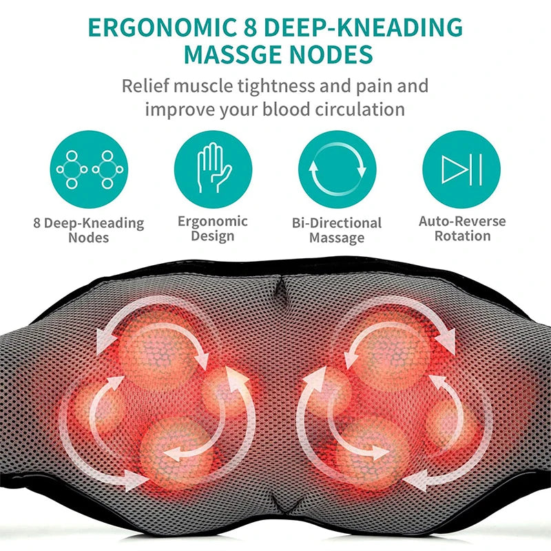 Nekteck Shiatsu Shoulder and Neck Massager Electric Deep Tissue Kneading Full Body Massage to Legs Muscles Back Massage Shawl