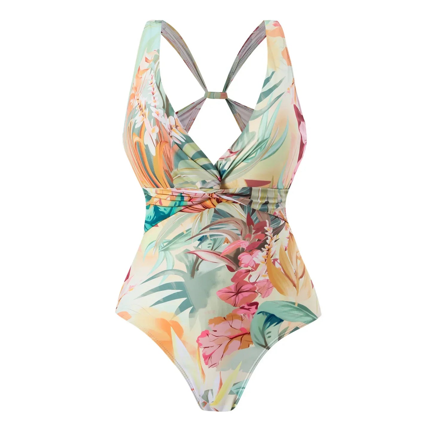 One-piece Bikini Set 2024 Women Floral Print V-neck Swimsuit Sexy High Waist Beach Skirt Bathing Suit Swimwear Summer Monokini