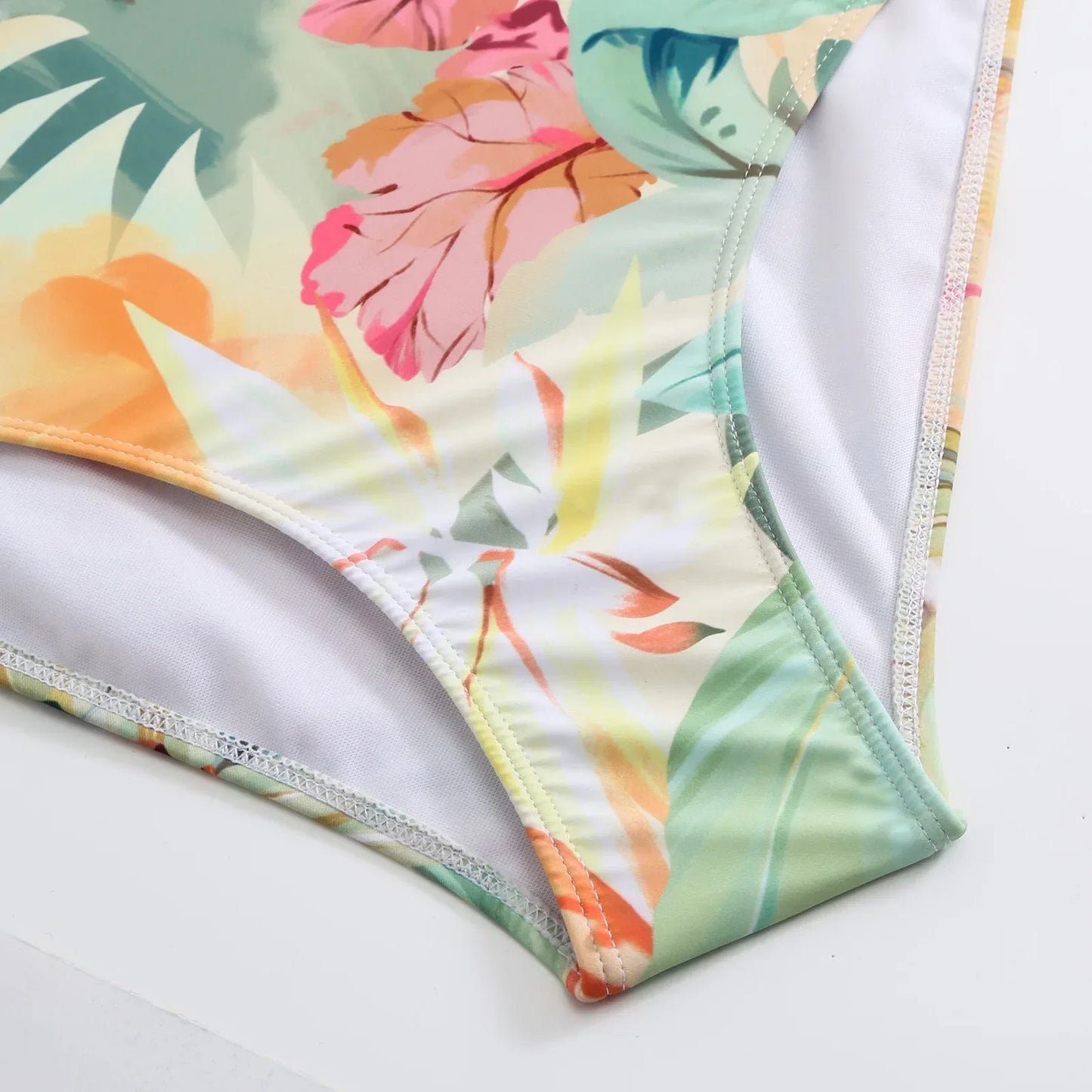 One-piece Bikini Set 2024 Women Floral Print V-neck Swimsuit Sexy High Waist Beach Skirt Bathing Suit Swimwear Summer Monokini