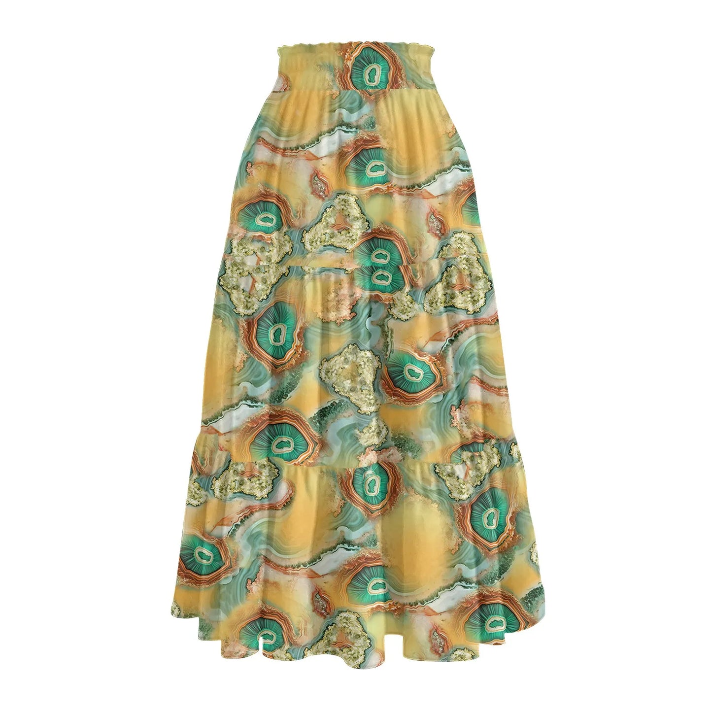 Womens Maxi Skirt Drawstring High Waisted Summer Long Skirts Lightweight Tiered Flowy Floral Pleated Skirts Vestidos Para Mujer