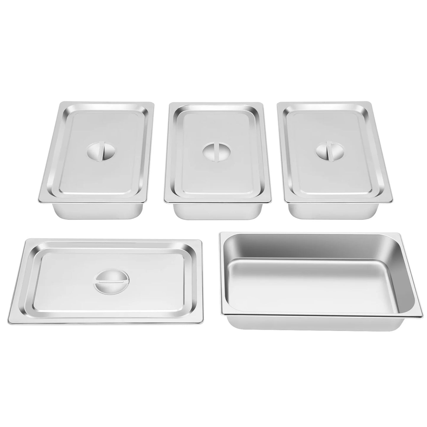 4 Pcs Table Pans with Lids Buffet Chafing Dishes Stainless Steel Food Container for Commercial and Personal