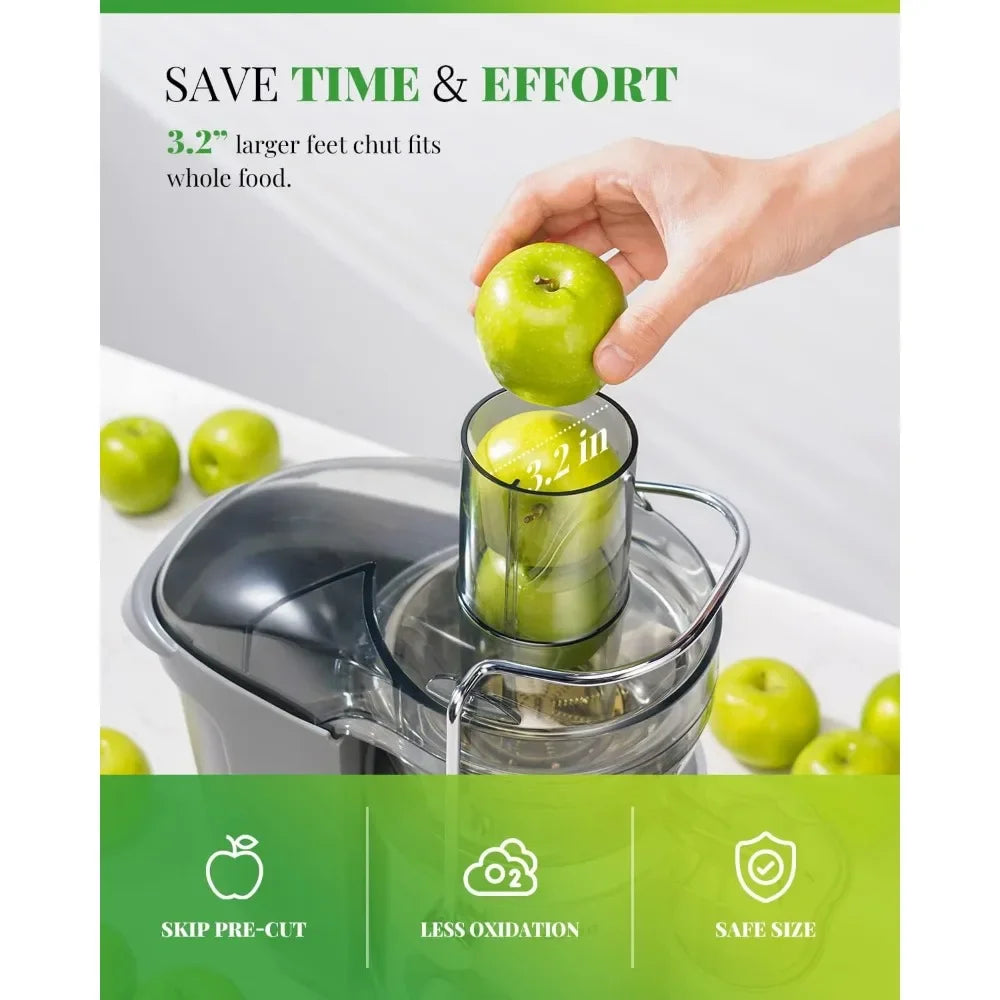Customizable 1300W 【Extra Large】 Juicer Machines with Larger 3.2” Feed Chute, Titanium Enhanced Cut Disc Centrifugal Juice Extra
