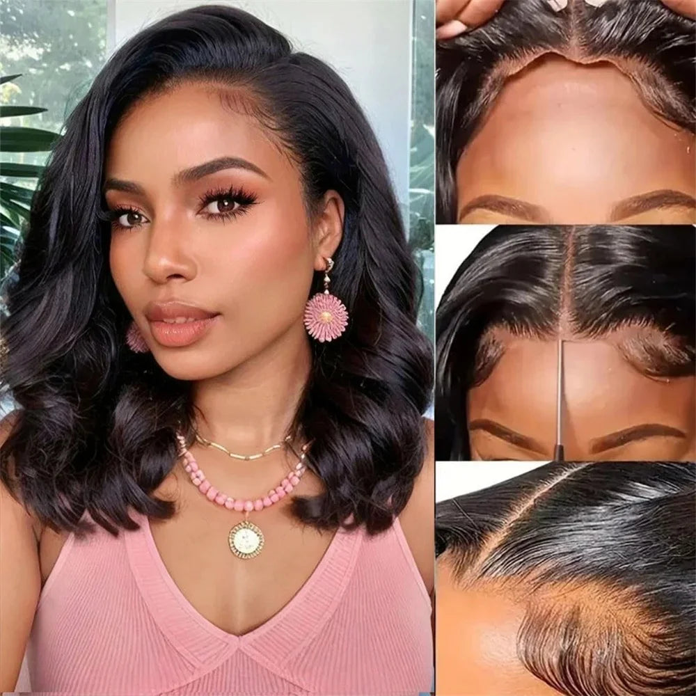 Wear and Go Glueless Bob Wig Body Wave Lace Front Human Hair Wigs for Women 4x4 No Glue wigs Suitable for Beginners 12-16inch
