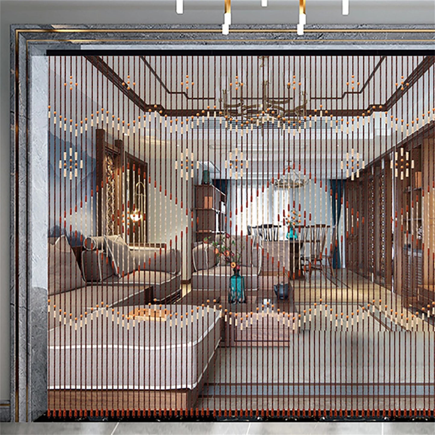 90x208cm 31 Line Retro Wooden Bead Curtain Blinds Door Curtain For Porch Bedroom Living Room Bathroom