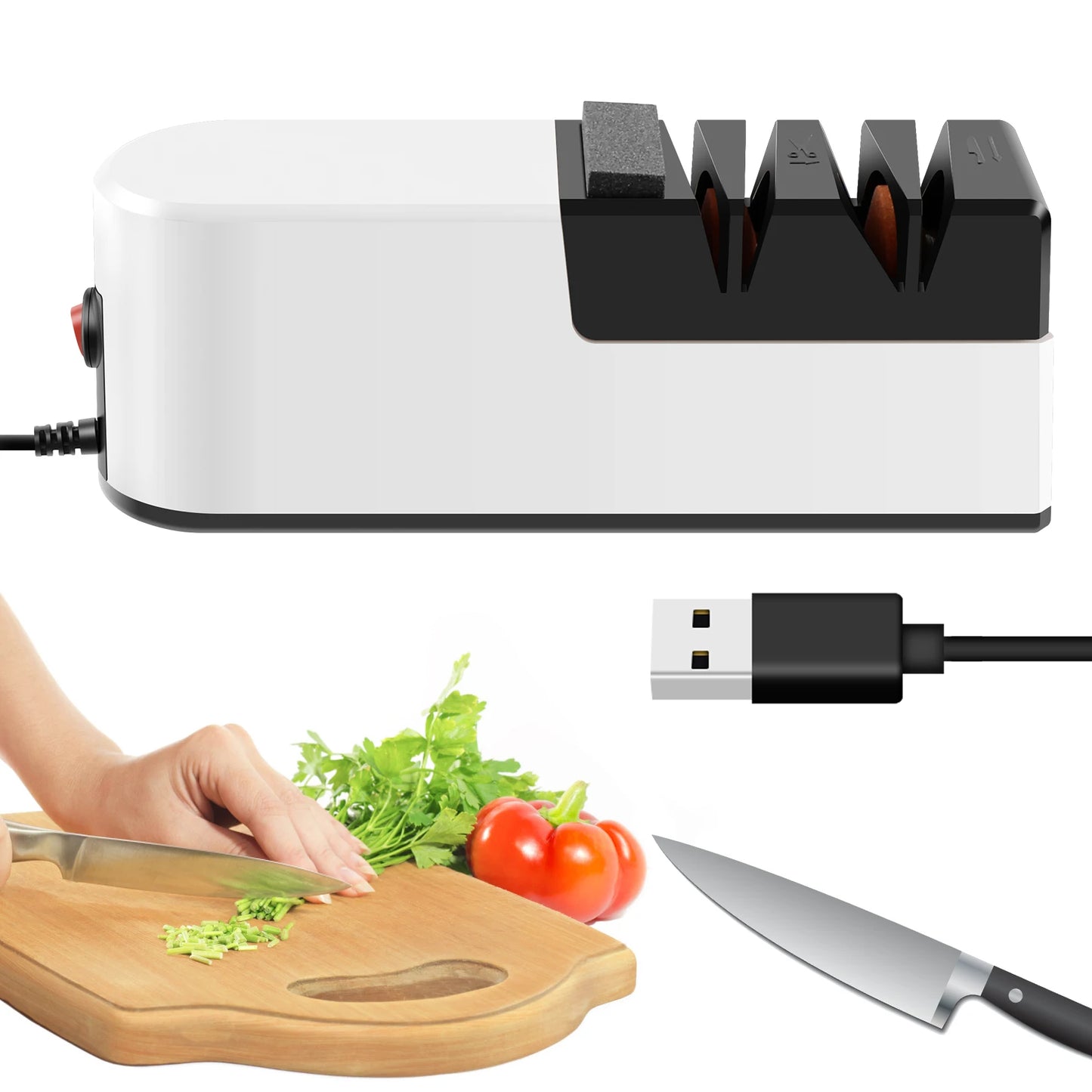 Electric Cutter Sharpener 3 Speed Electric Blade Sharpener Multifunctional Minimalist Scissor Cutter Blade Sharpener for Kitchen