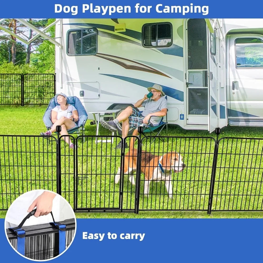 Tall Garden Fence, 48 in(H) 10 Panels Heavy Duty Iron Metal Animal Barrier Fence, Indoor or Outdoor Dog Playpen,