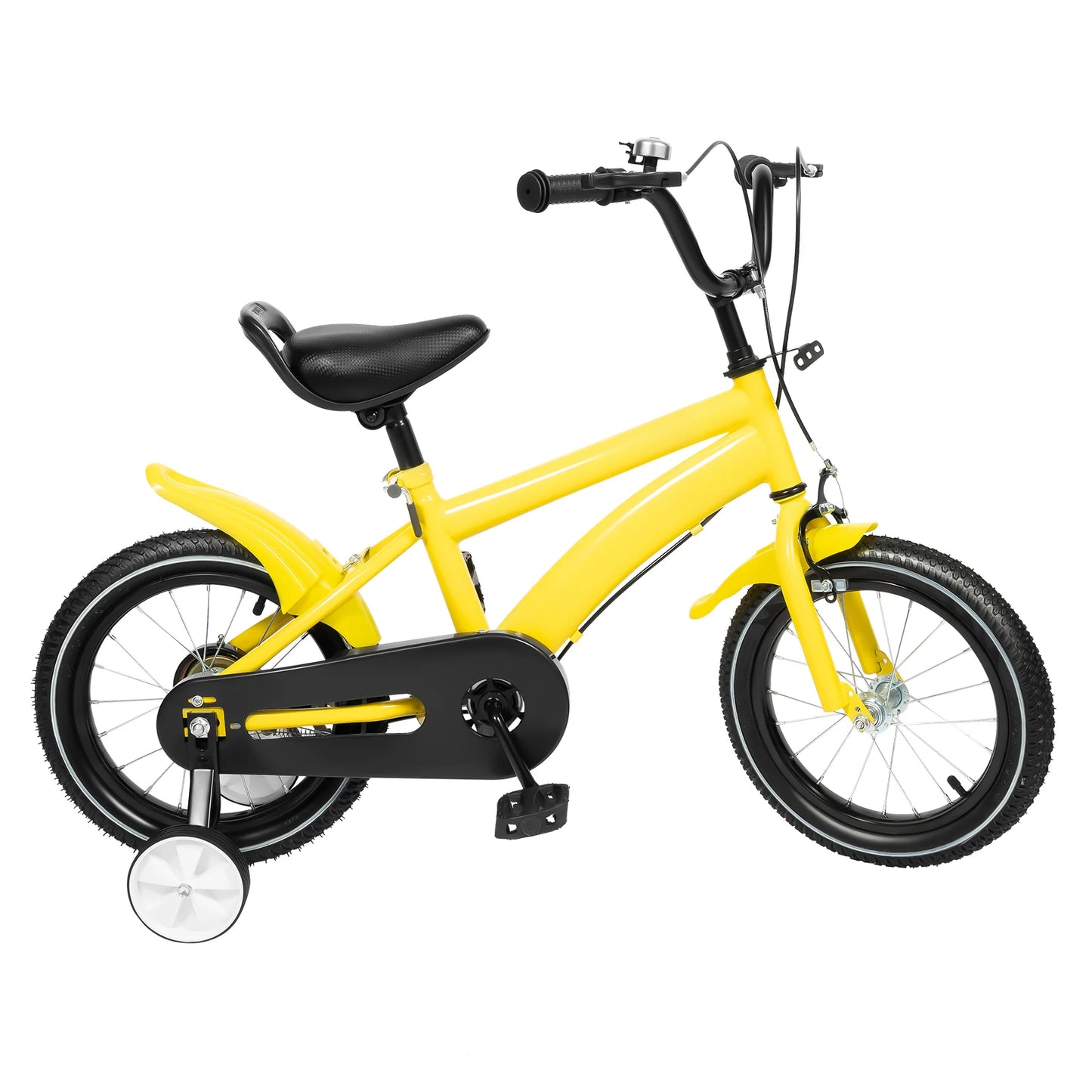 Children's Bicycle, Kids' Bike with Training Wheels, Sturdy Carbon Steel Frame 14" Wheels, Adjustable Seat & Handlebars Ages 2-4