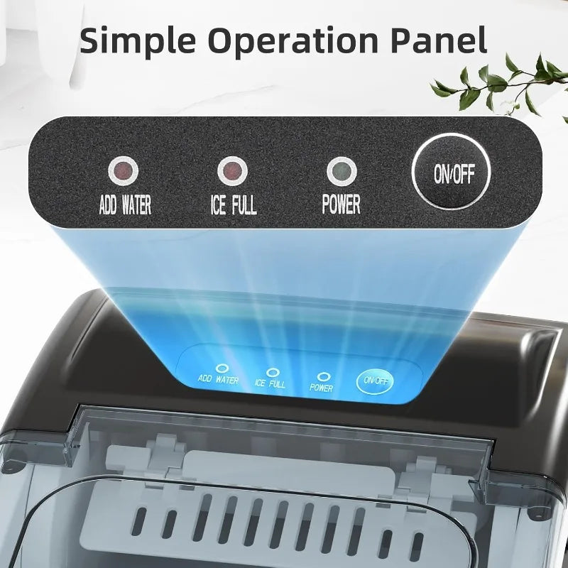 Ice Maker Countertop, Portable Ice Machine with Carry Handle, Self-Cleaning Ice Makers with Ice Scoop and Basket for Kitchen