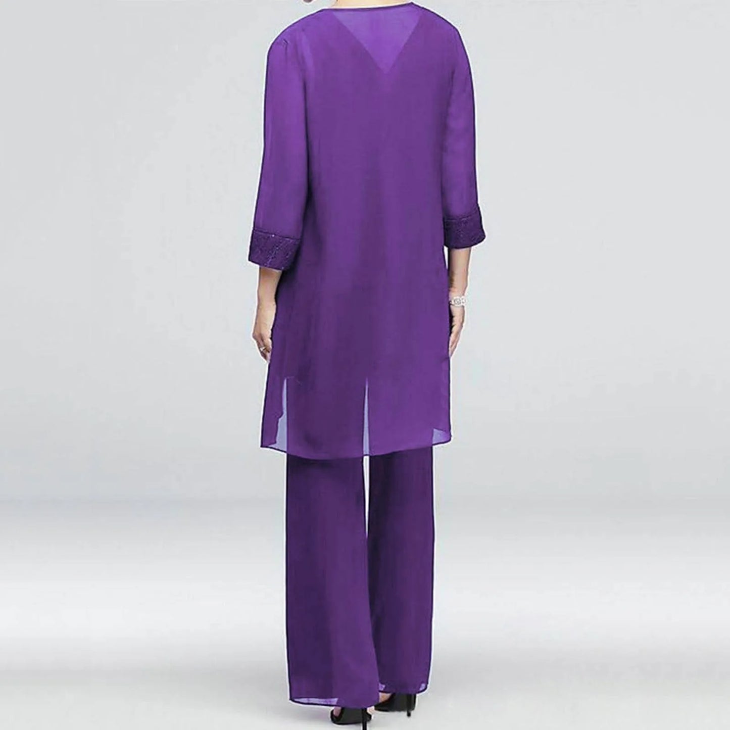 New Pants Sets For Women Elegant Simple Cardigan Tops Wedding Evening Outfits Autumn Fashion Old Women Daily Pantsuit 2024